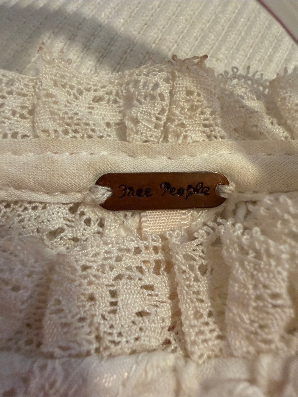 Free People White Lace-Inset Boho Peasant Top - Picture 2 of 5
